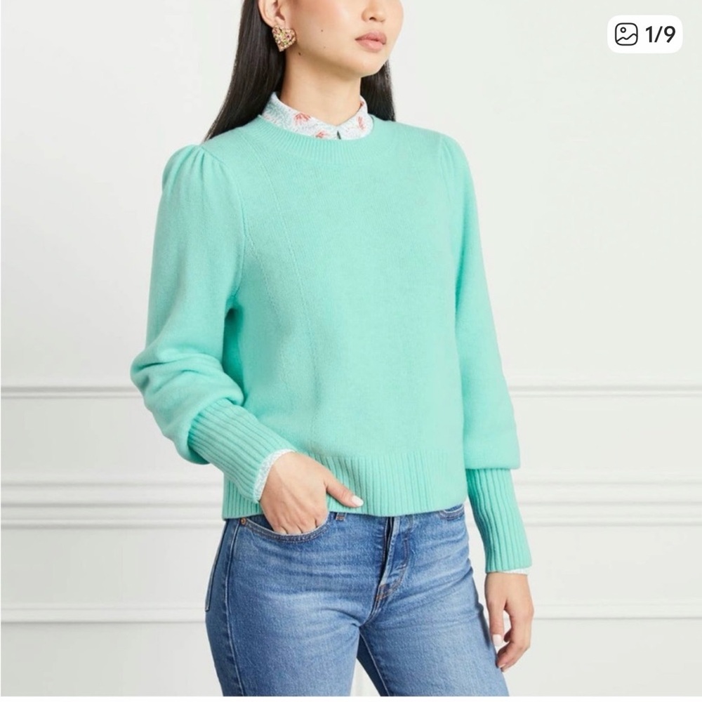 ✨🌊 Hill House Cropped Sylvie Merino Wool Sweater Medium Ocean Wave 🌊✨